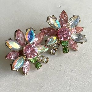 Betsey Johnson Multi-Colored Crystal Flower Stud Earrings